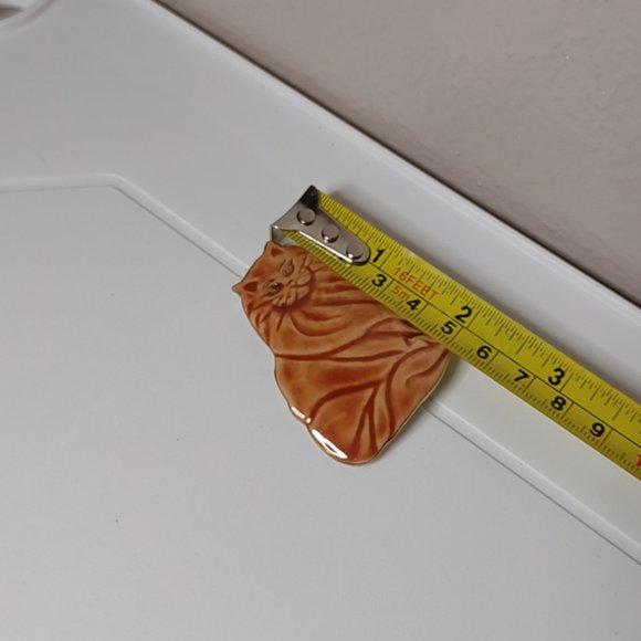 Cute Ceramic Orange Cat Brooch - Picture 6 of 10
